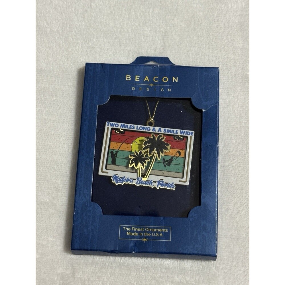 Christmas Tree Ornament Metal Boxed Beacon Design ChemArt Madeira Beach Florida